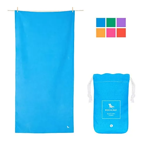 Dock & Bay Quick Dry Compact Travel Towel - Niagara Blue, 63 x 31 - Travel, Shower & Fitness - Quick Drying & Absorbent for Camp, Sports, Swim