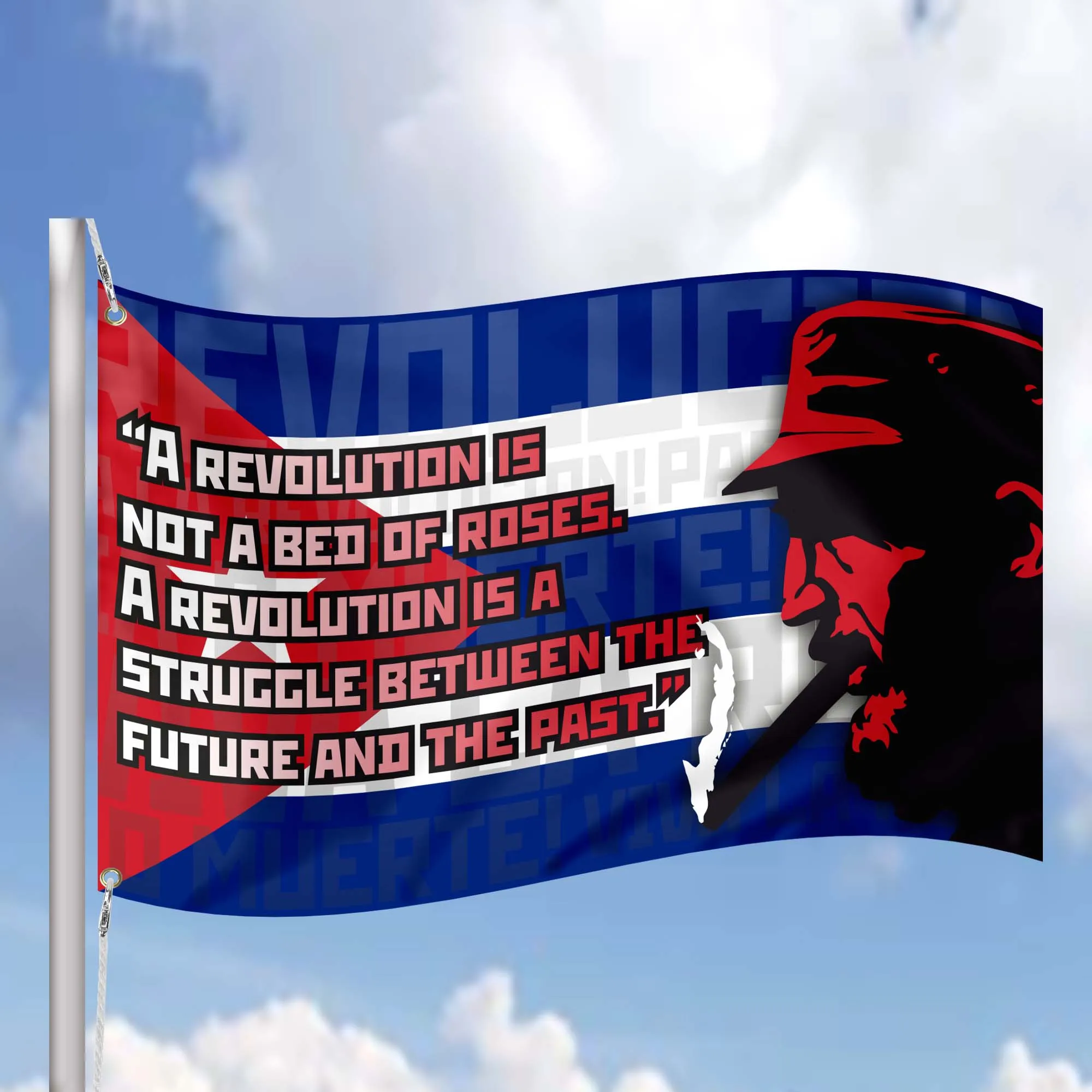 Fidel Castro Cuba President Flag Banner