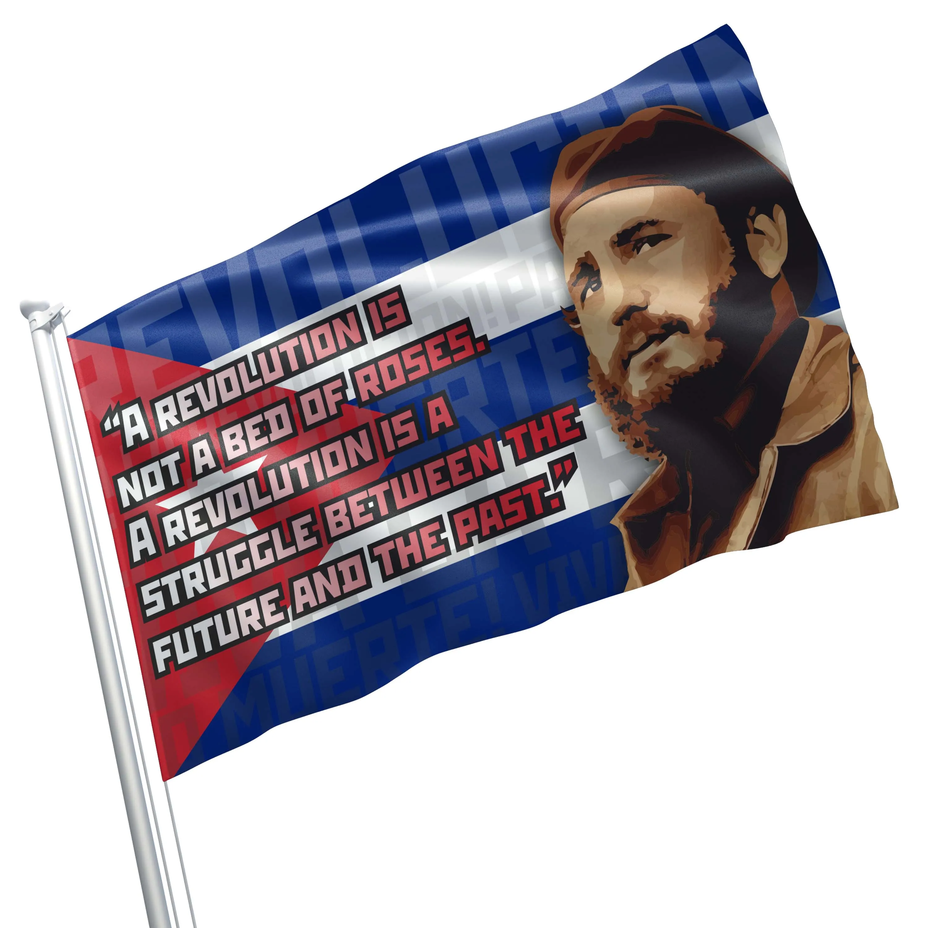 Fidel Castro Cuba President Flag Banner