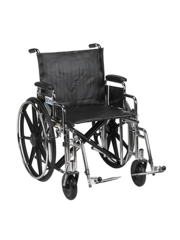 Sentra Extra Heavy Duty Wheelchair, Detachable Desk Arms, Swing away Footrests, 20" Seat - 1 Each